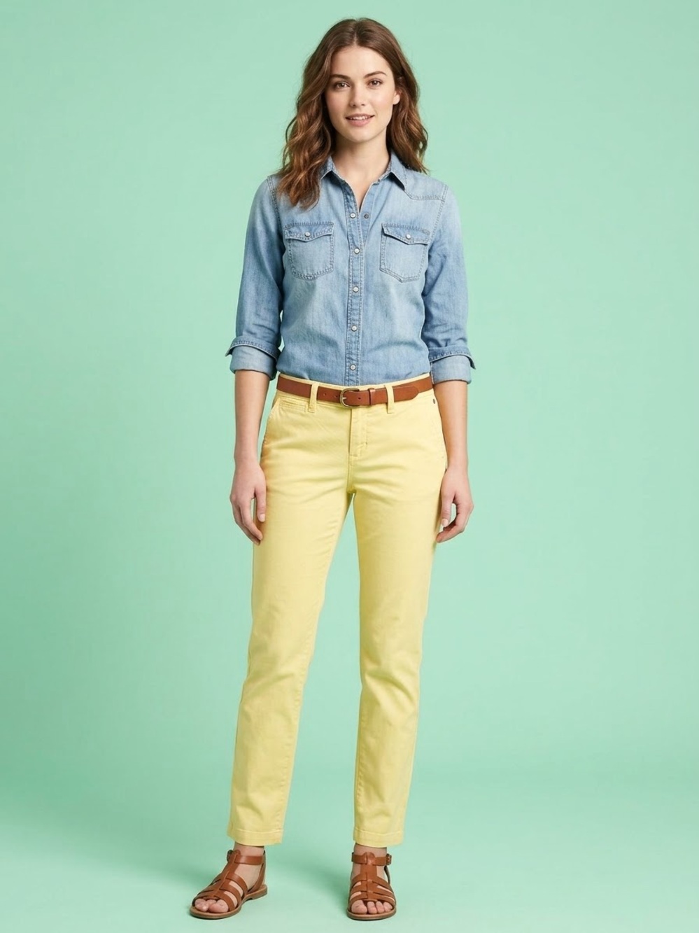 Pilcro Anthropologie Yellow Hyphen Chinos Straight-Leg Pants Size 28